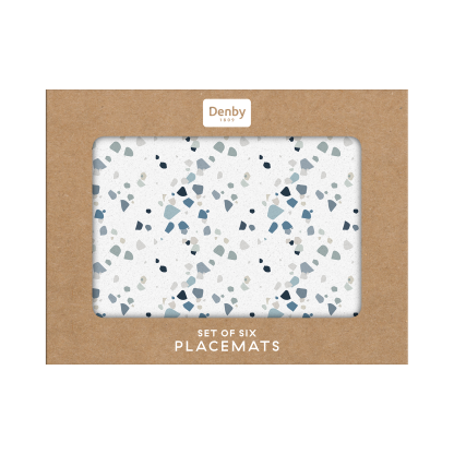 Elements Terrazzo Effect Blues Placemats - Set Of 6