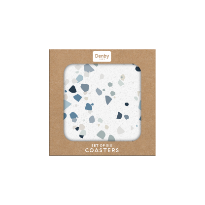 Elements Terrazzo Effect Blues Coasters - Set Of 6
