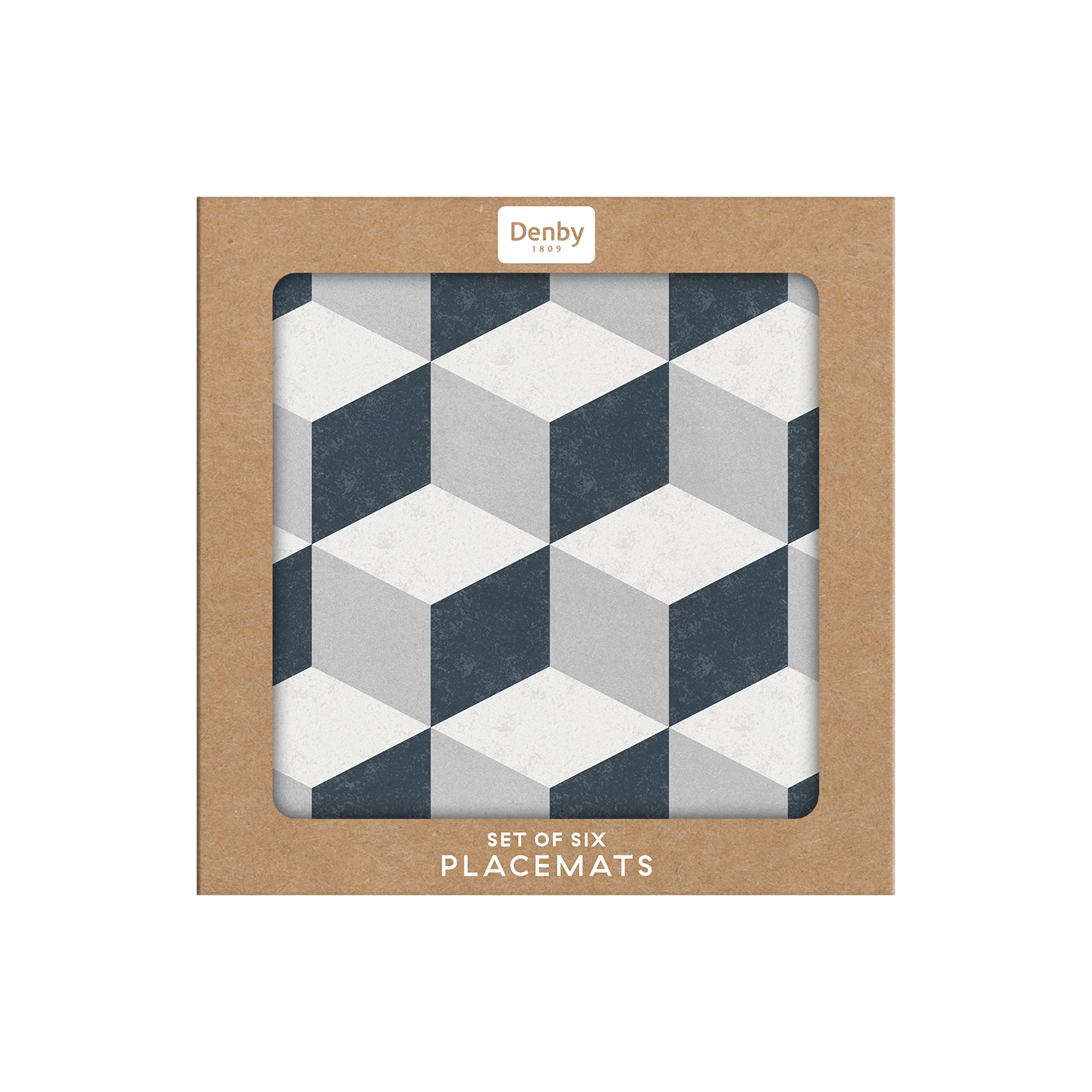 Grey Geometric Square Placemats - Set Of 6