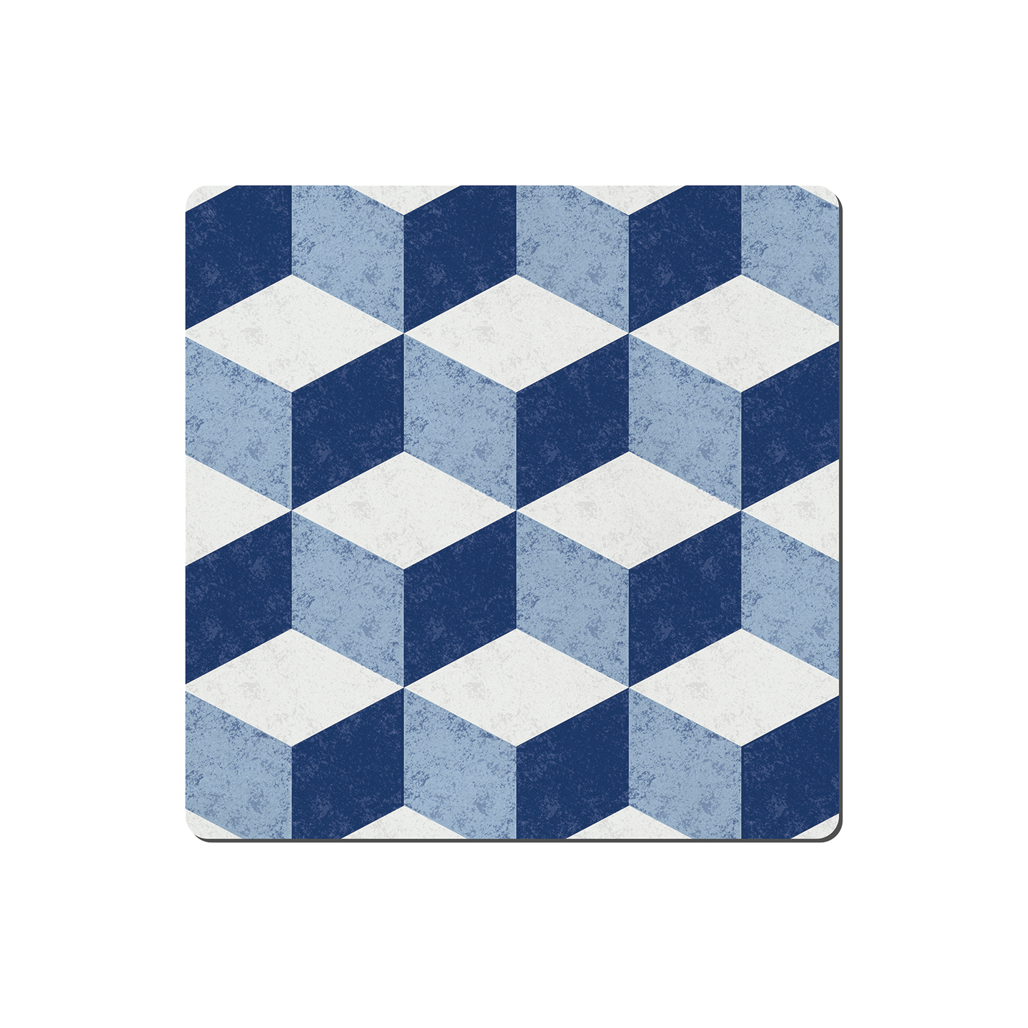 Blue Geometric Square Placemats - Set Of 6 -