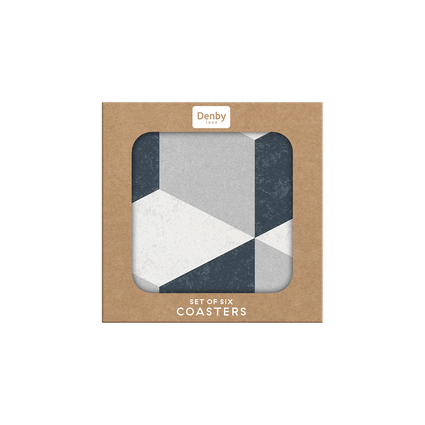 Grey Geometric Square Coasters - Set Of 6