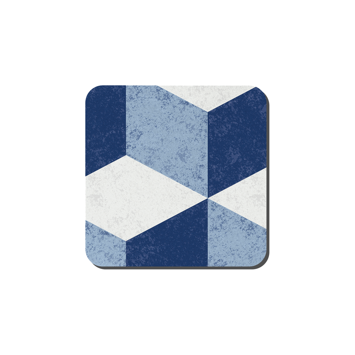 Blue Geometric Square Coasters - Set Of 6