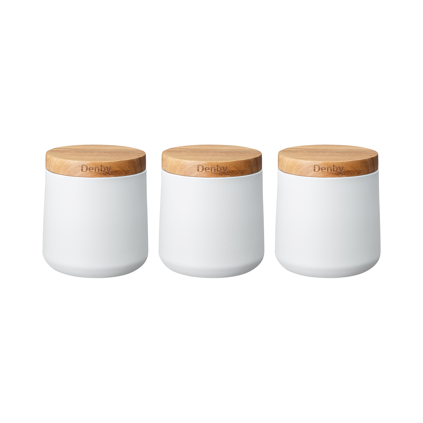 Denby Set Of 3 White Storage Canisters -