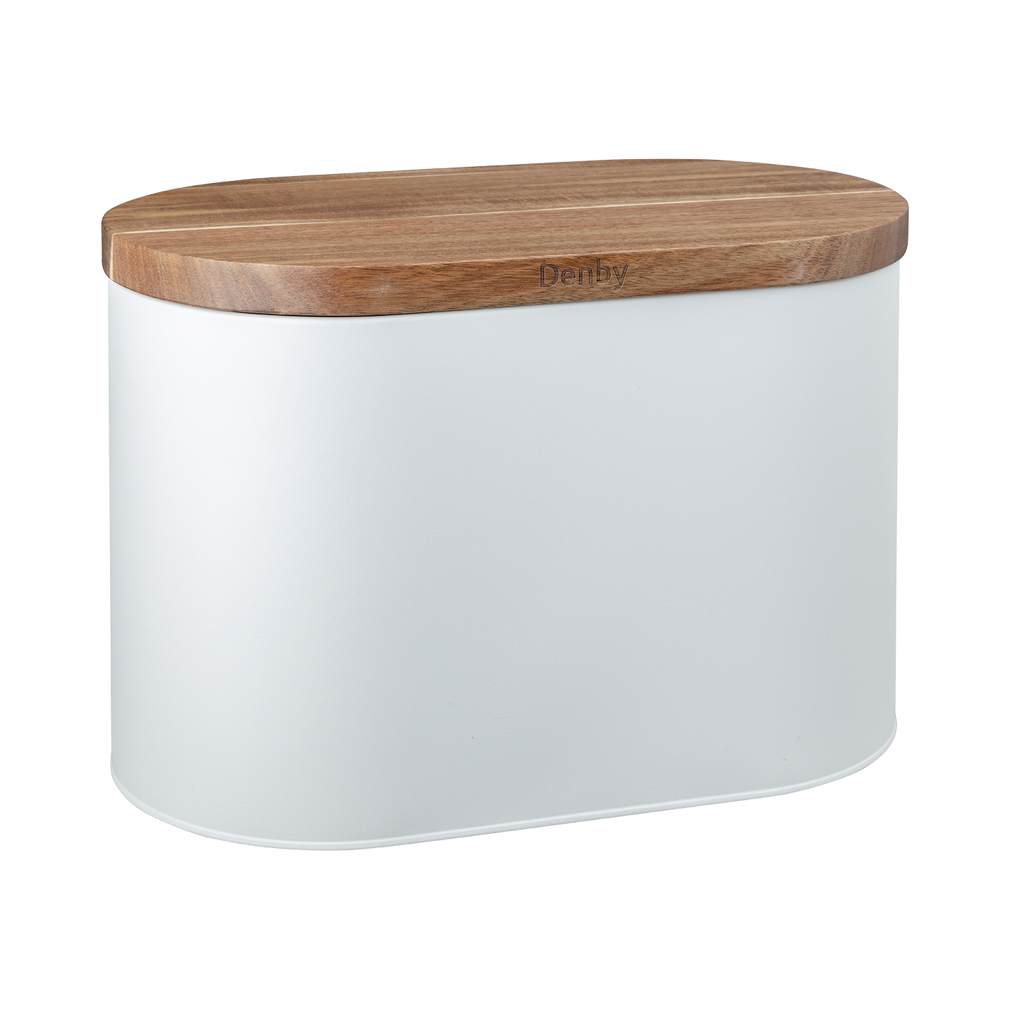 Denby White Bread Bin With Acacia Lid -