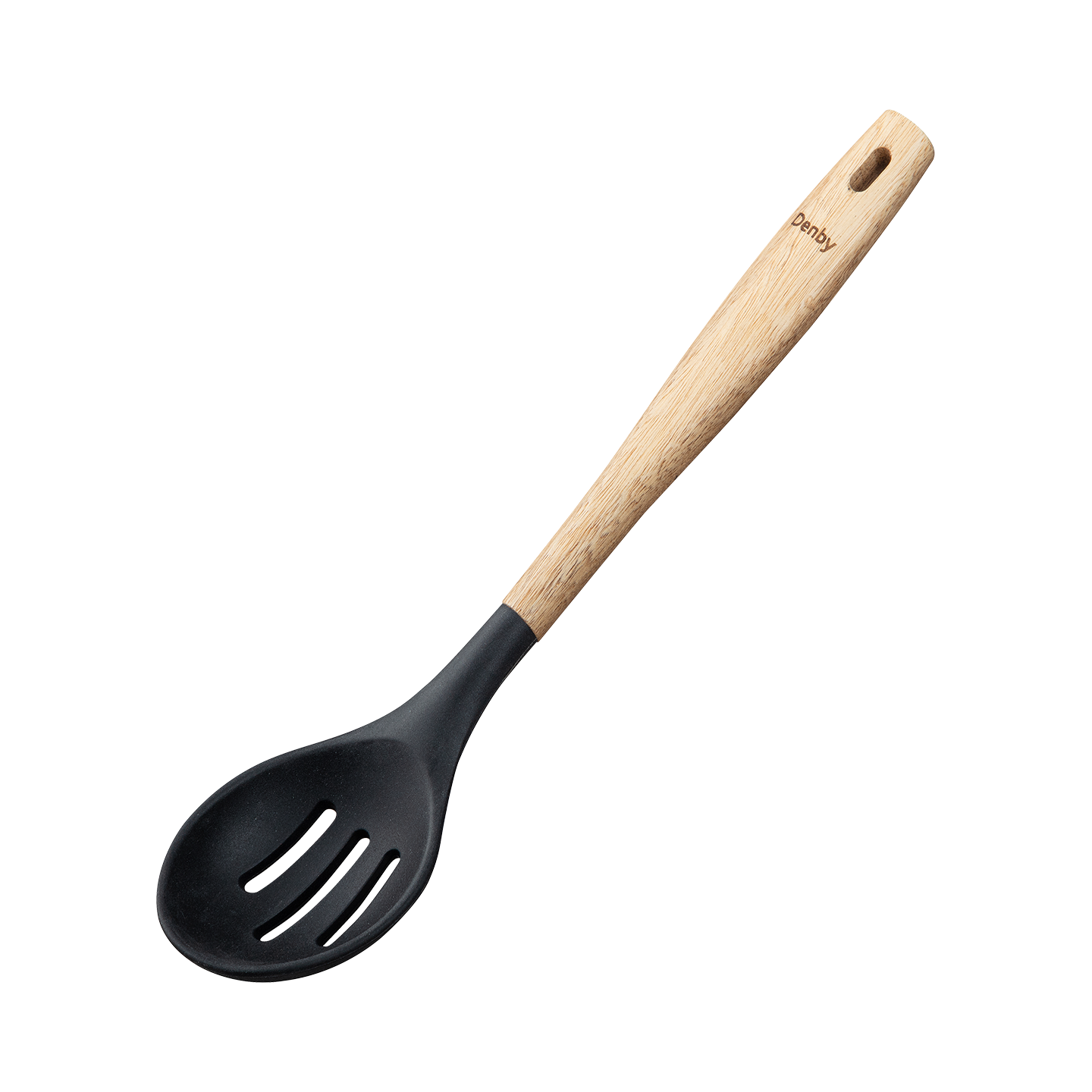 Acacia & Silicone Slotted Spoon Black -