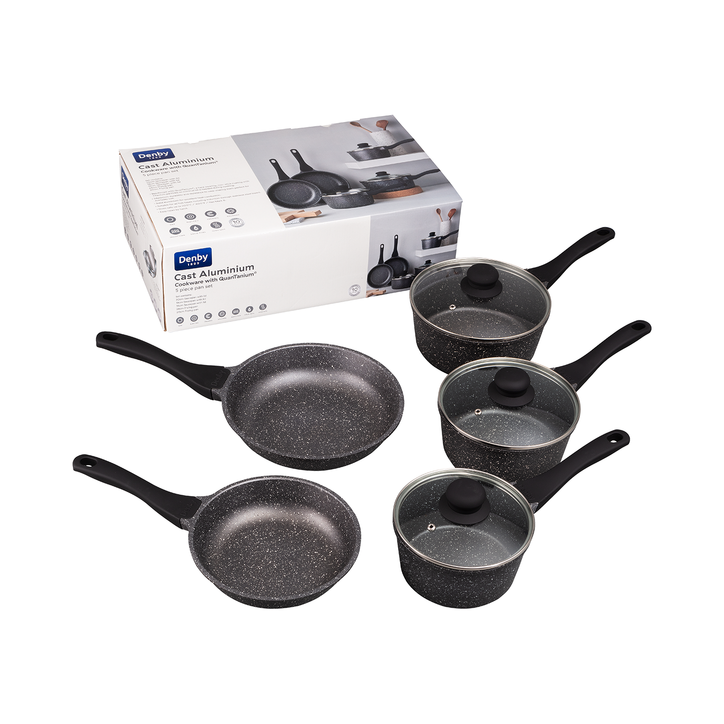 Granite Effect Cast Aluminium 5 Piece Pan Set -