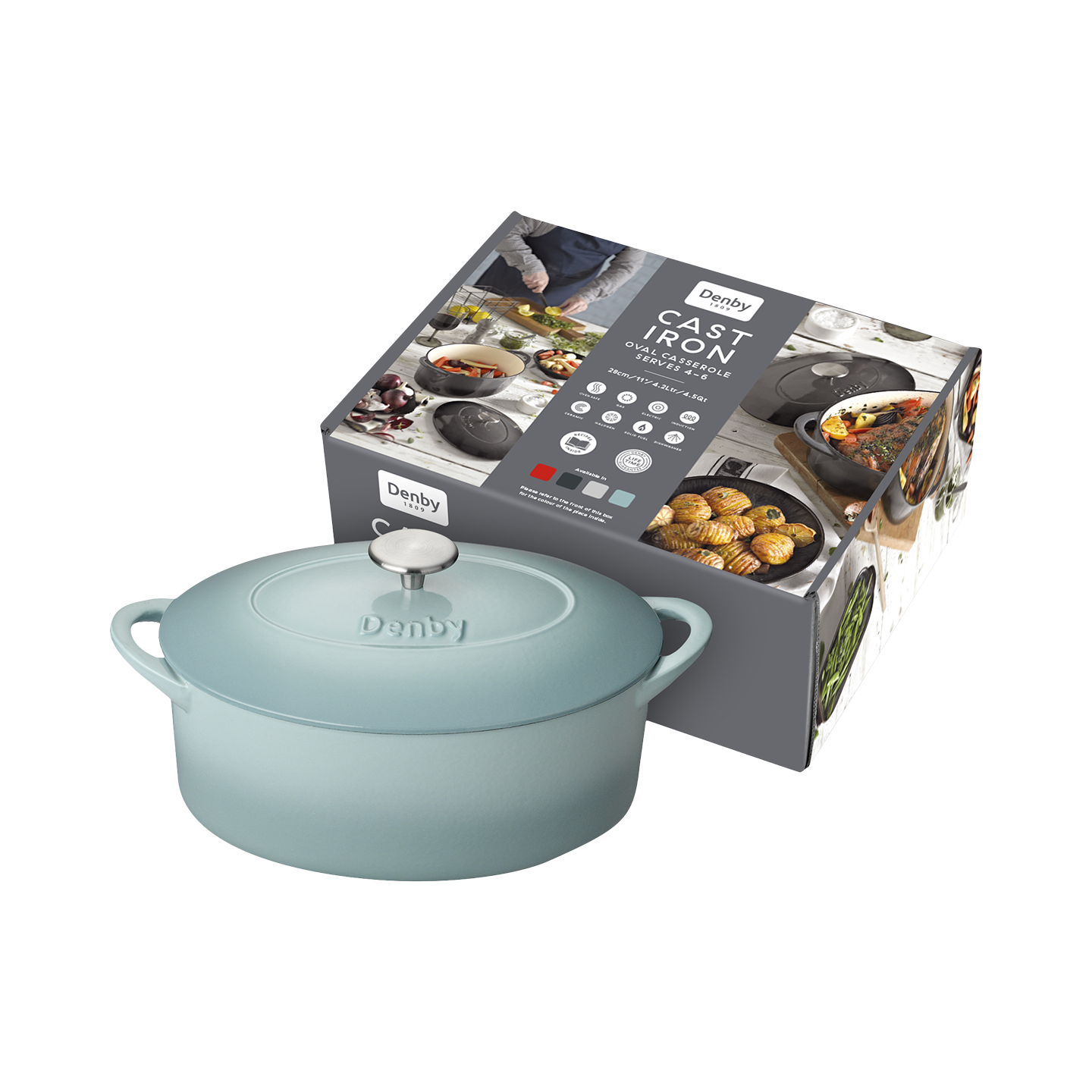 Denby Pavilion Cast Iron 28Cm Oval Casserole -