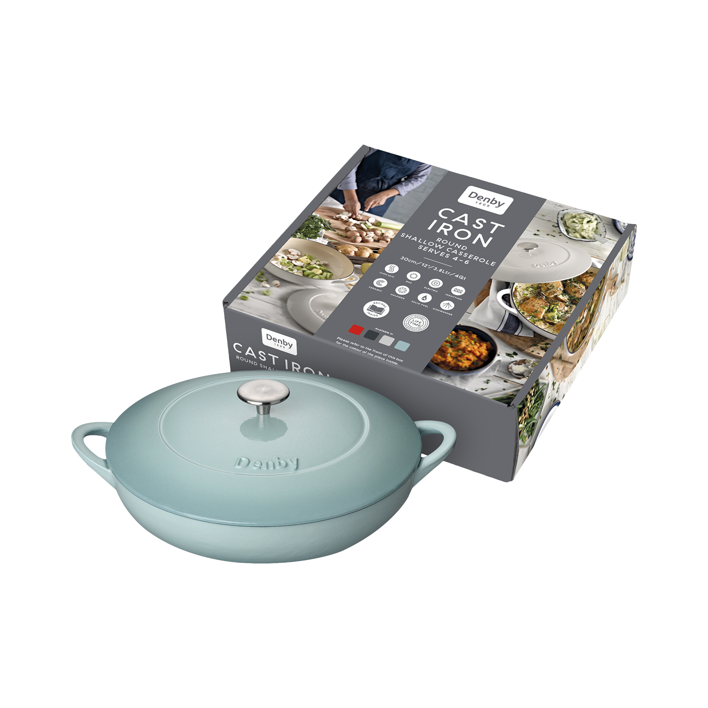 Denby Pavilion Cast Iron 30Cm Shallow Casserole - Thumbnail 4