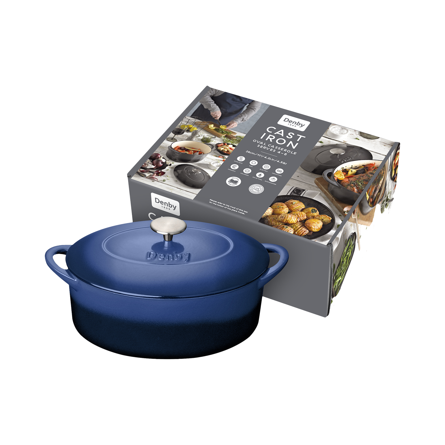 Cobalt 28cm Oval Cast Iron Casserole - Thumbnail 2