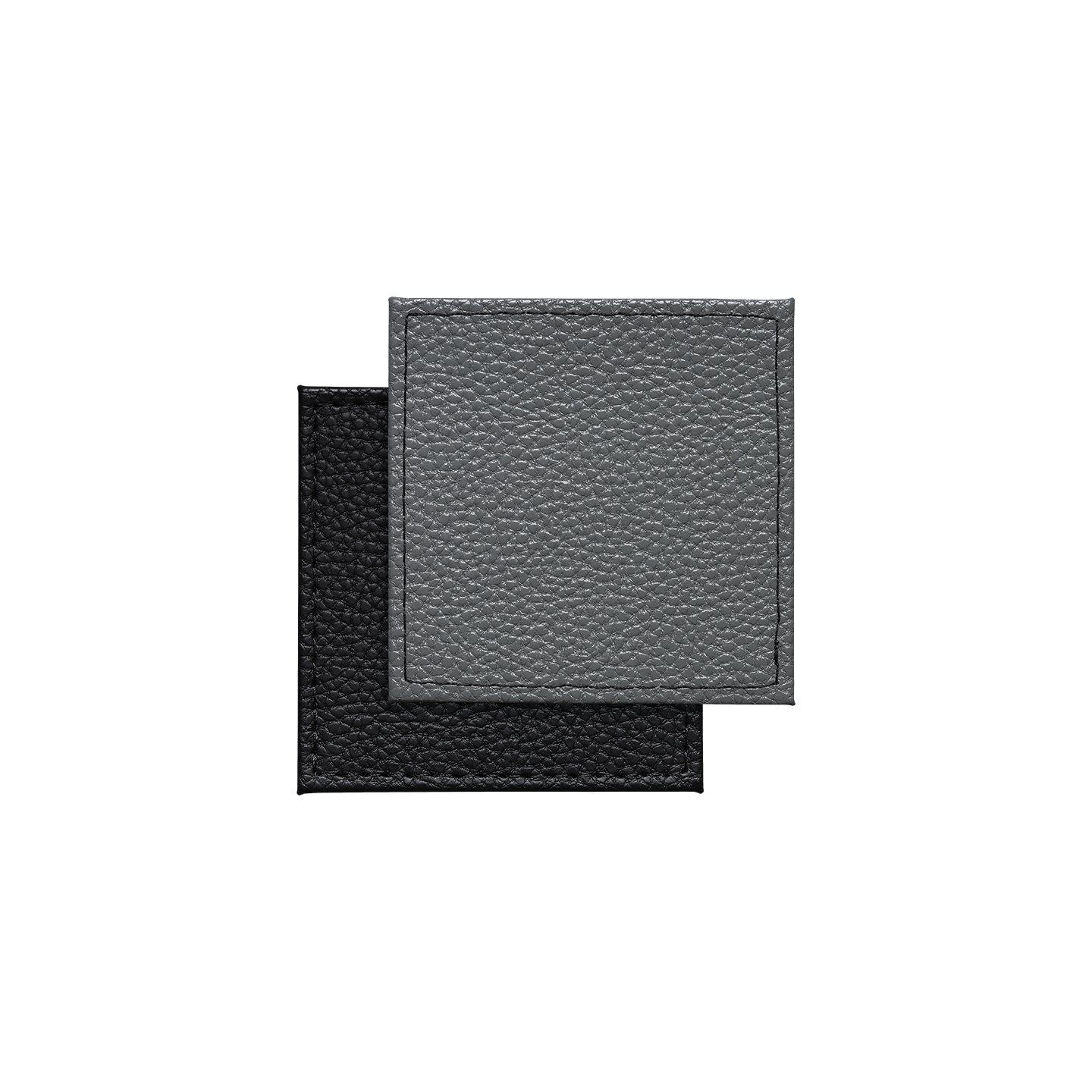 Black Grey Reversable Faux Leather Coasters - Set Of 4 -