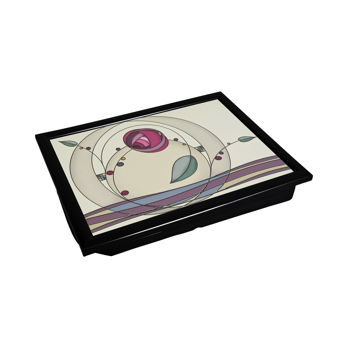 Denby Tiffany Rose Double Laptray With Black Edge