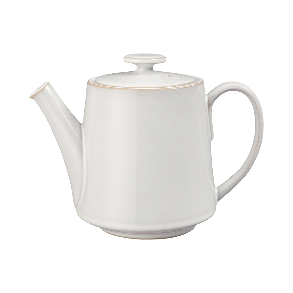 Denby Natural Canvas Straight Teapot in warm neutral stoneware with straight-sided profile