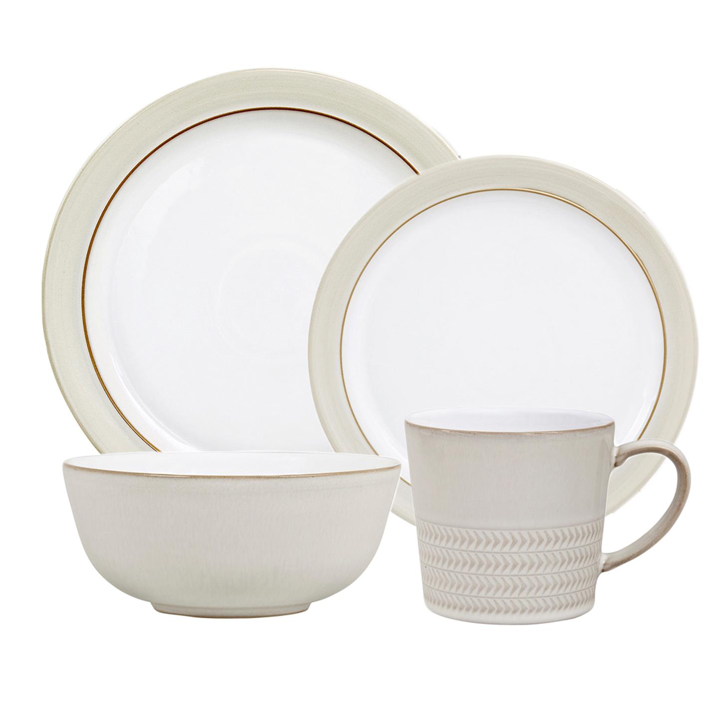 Natural Canvas 4 Piece Tableware Set-Din/Med/Cb/Txtlg-Mug (Usa)