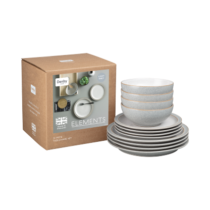 Elements Light Grey 12 Piece Dinner Set