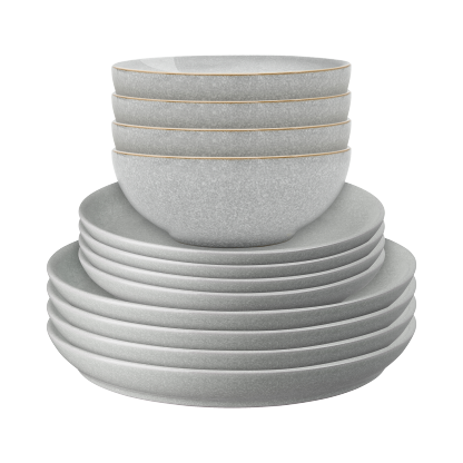 Elements Light Grey Coupe 12 Piece Dinner Set
