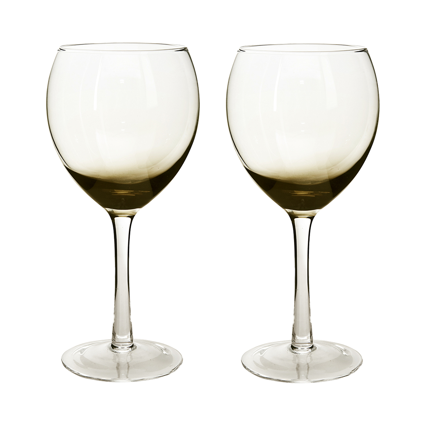Contemporary Smoked Grey Wine Glass - Set Of 2 -