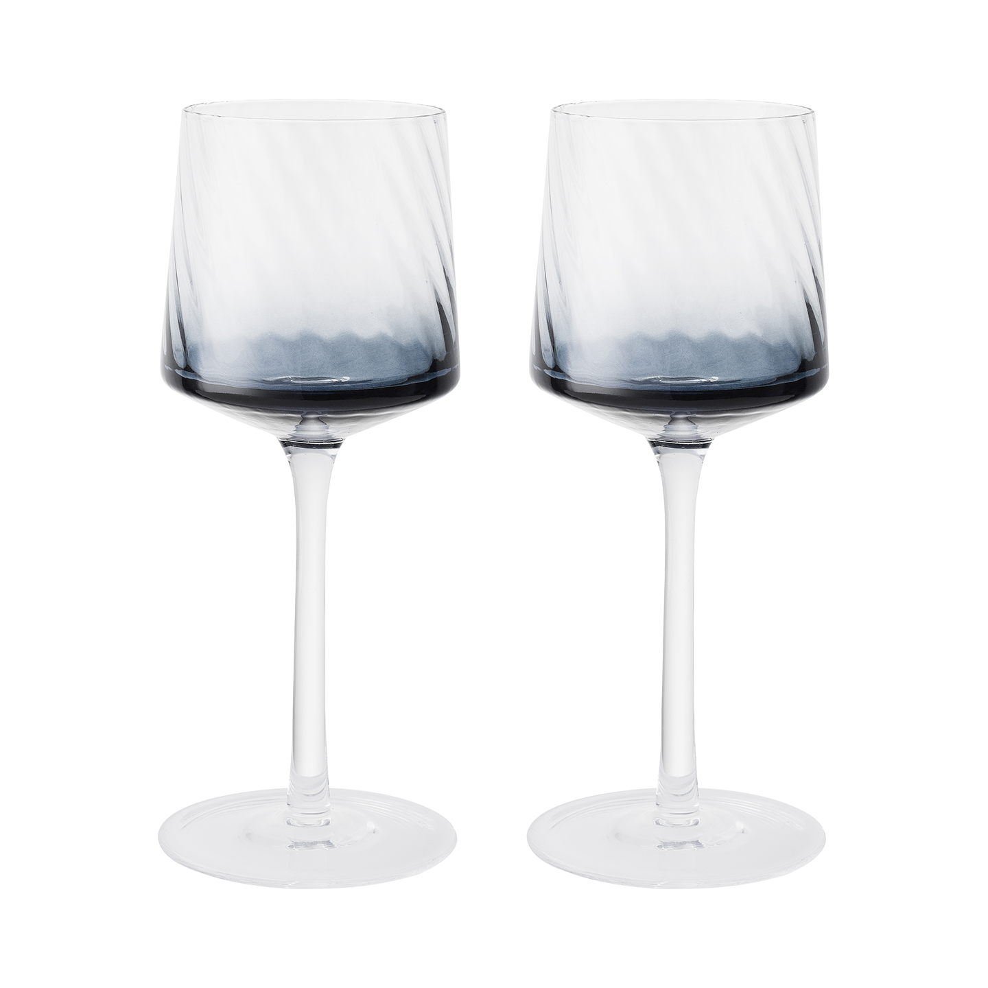 Contemporary Fluted Blue Wine Glass - Set Of 2 -