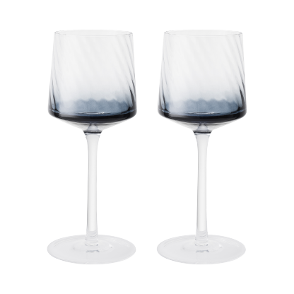 Contemporary Fluted Blue Wine Glass - Set Of 2 - Thumbnail 2
