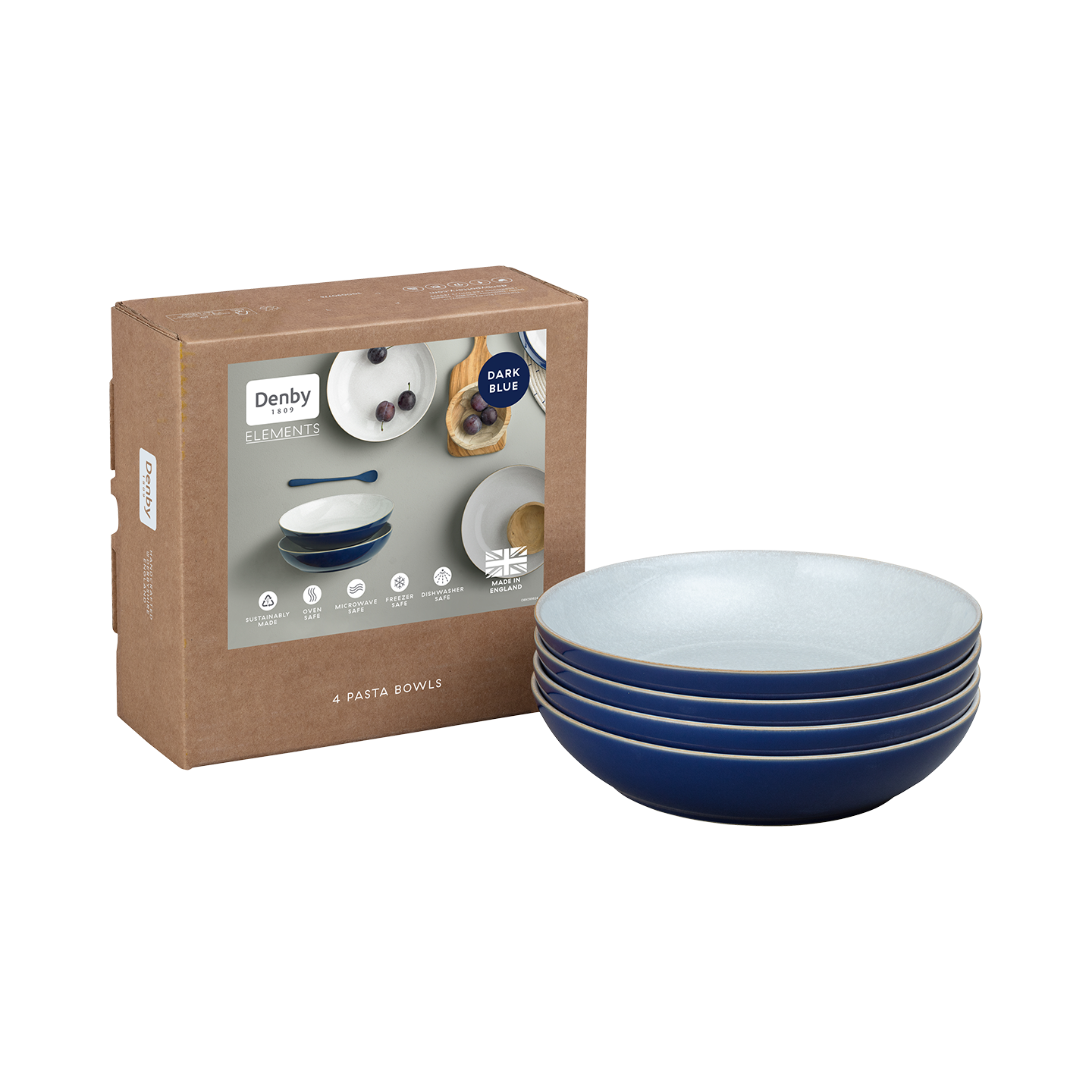 Elements Dark Blue Pasta Bowls - Set Of 4 - Thumbnail 3