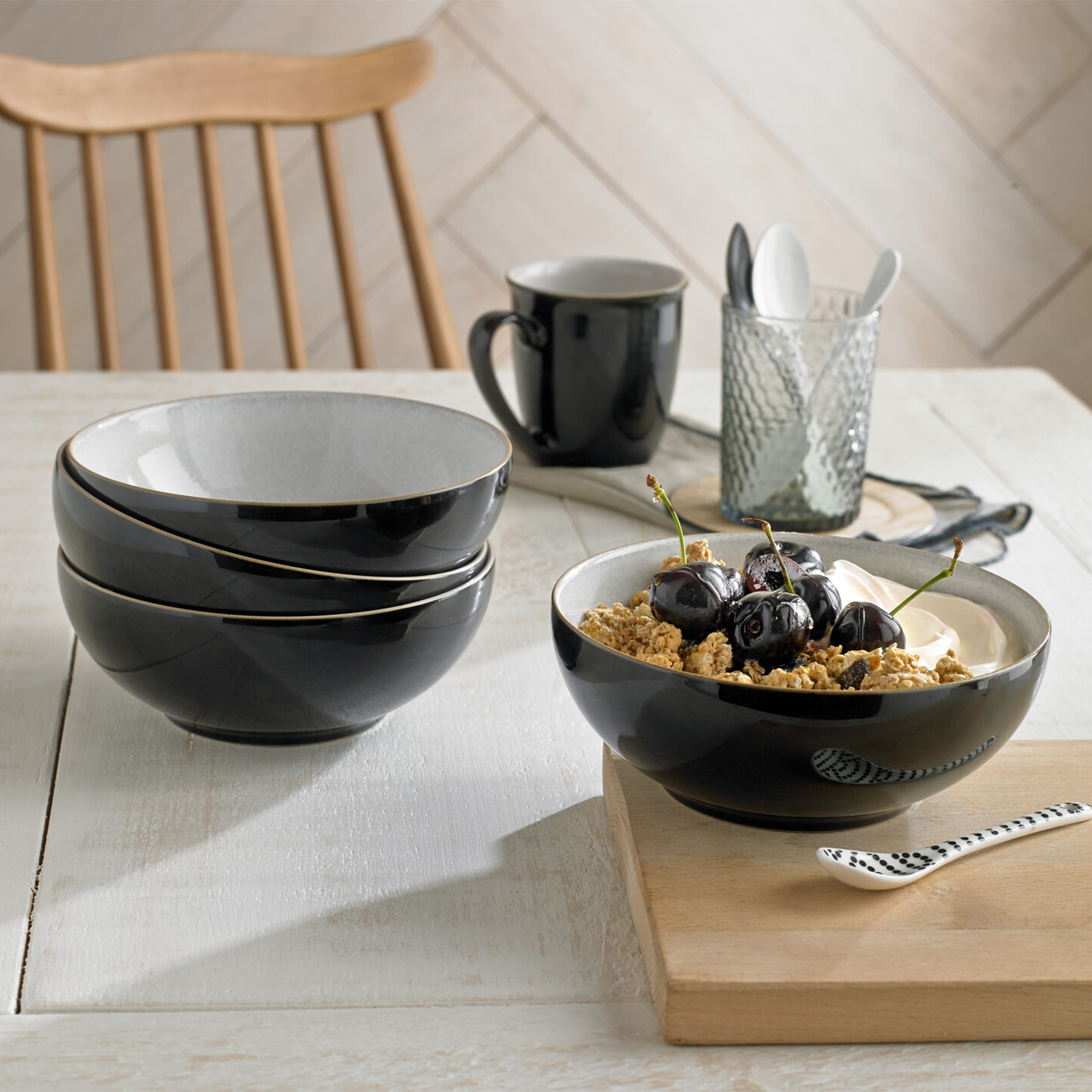 Elements Black Cereal Bowls - Set Of 4 - Thumbnail 4