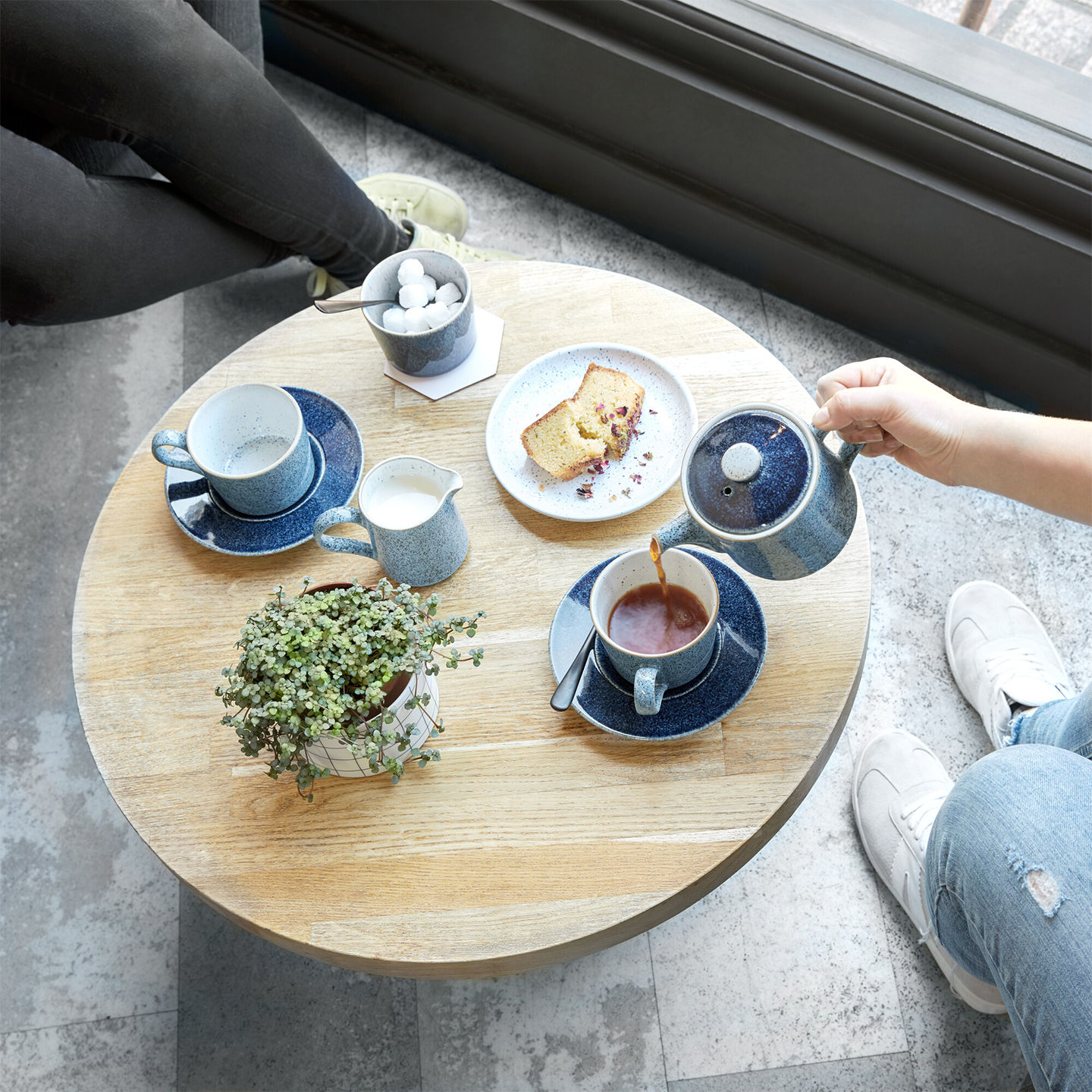 Studio Blue Flint Brew Set Of Two Tea / Coffee Cups (D2c)