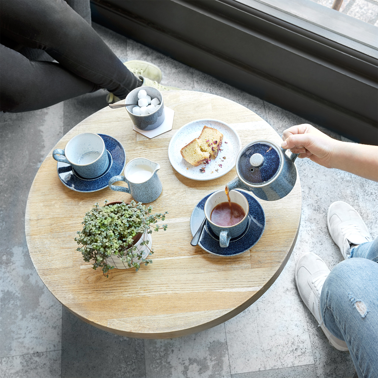 Studio Blue Flint Brew Set Of Two Tea / Coffee Cups (D2c)