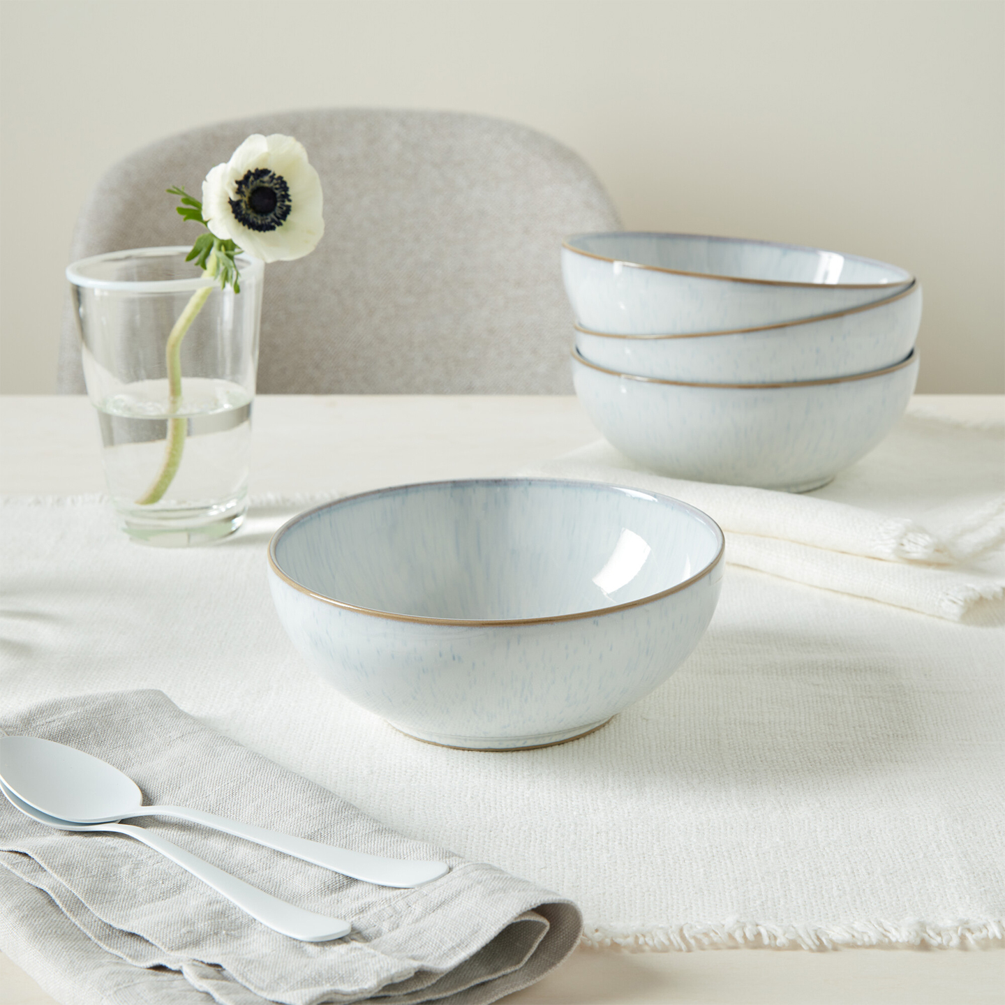 White Speckle Cereal Bowls - Set Of 4