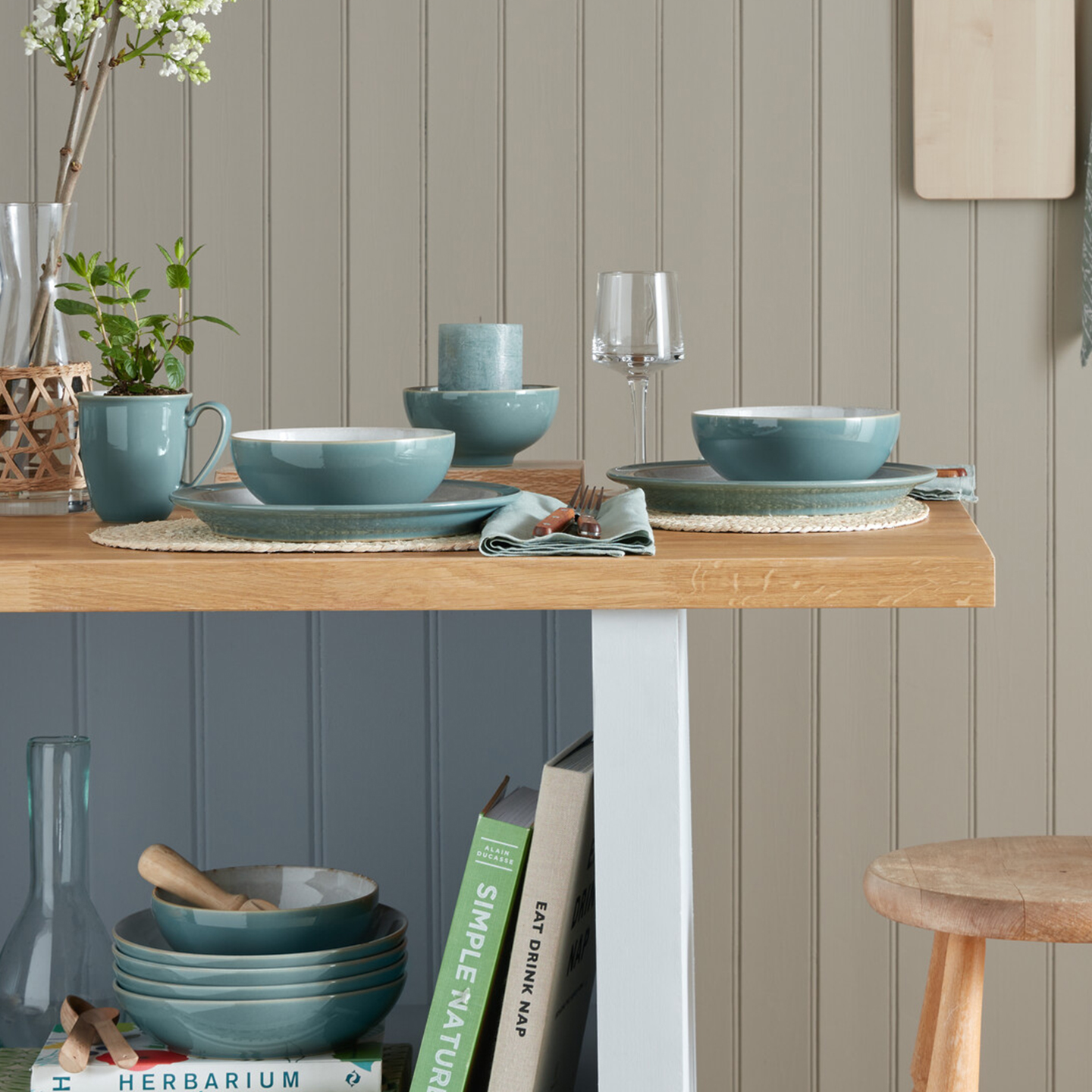 Elements Fern Green 12 Piece Dinnerware Set - Thumbnail 4