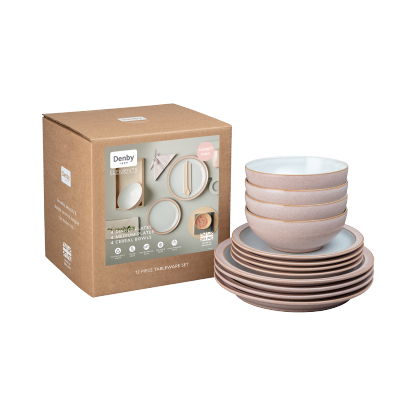 Elements Sorbet Pink 12 Piece Dinner Set