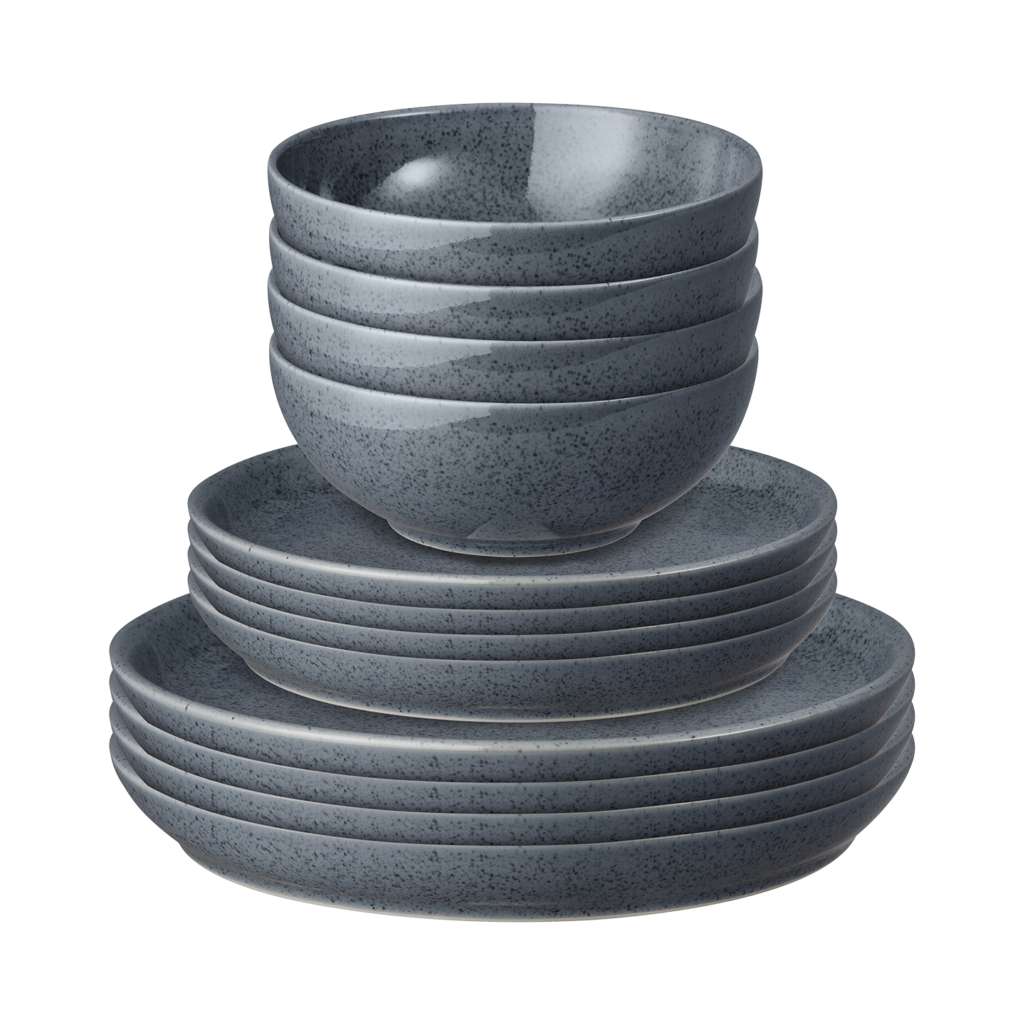 Dark Grey Speckle 12 Piece Dinner Set -