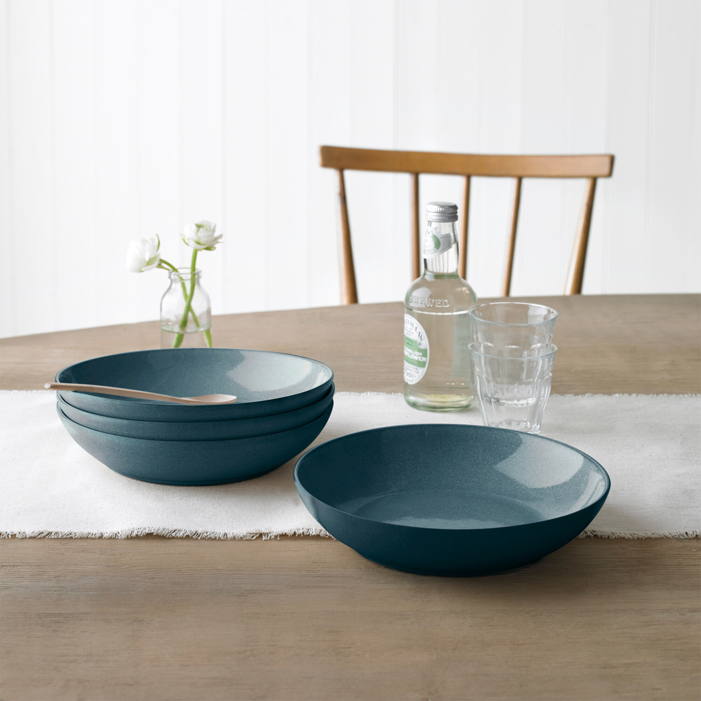 Elements Jade Dark Green Pasta Bowl Set of 4