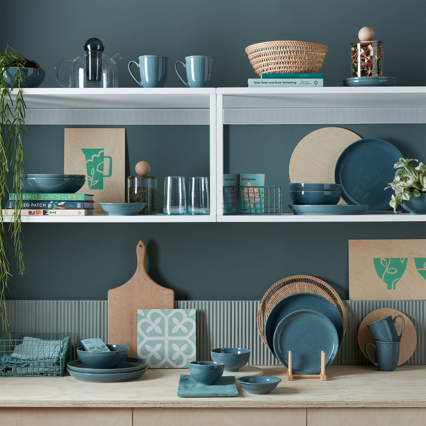 Elements Jade Dark Green Pasta Bowl Set of 4