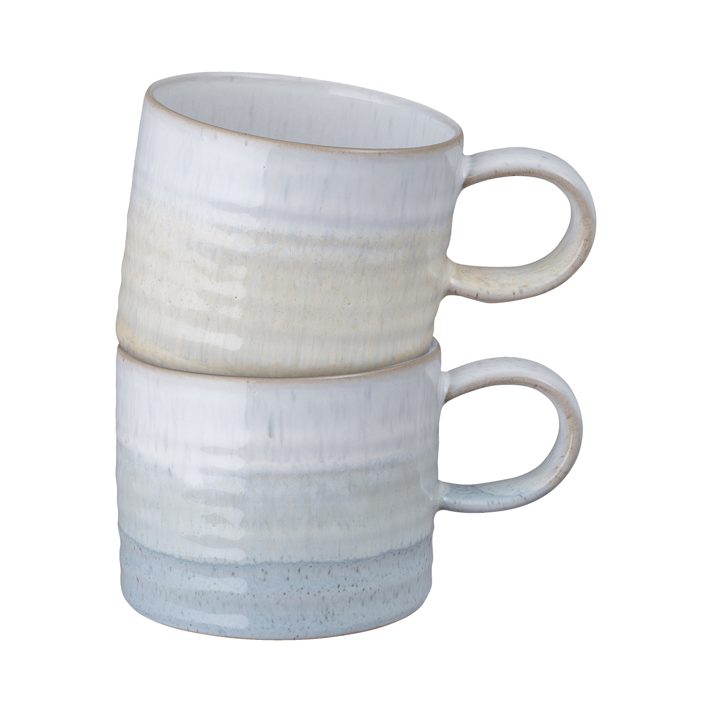 Kiln Lemon And Light Blue Small Ridged Mugs - Set Of 2 -