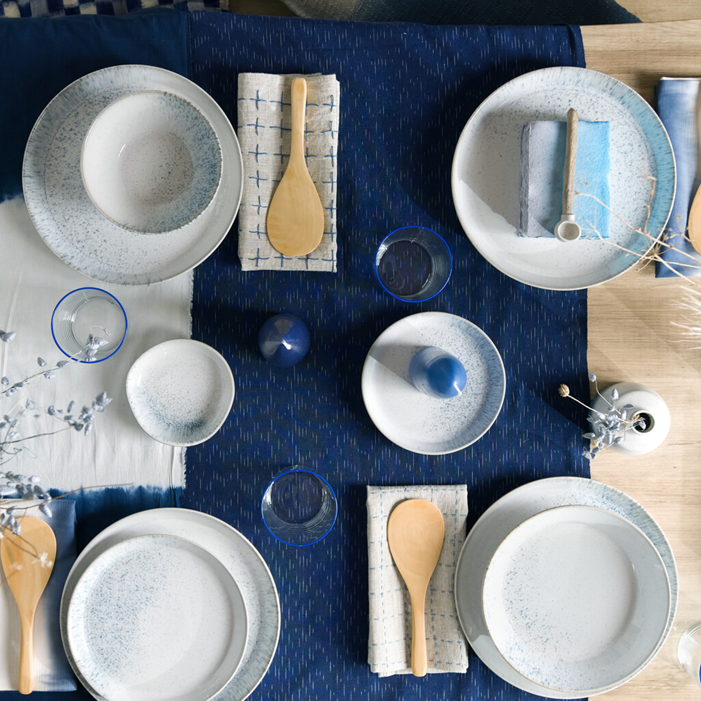Kiln Blue Dinner Plates - Set Of 4