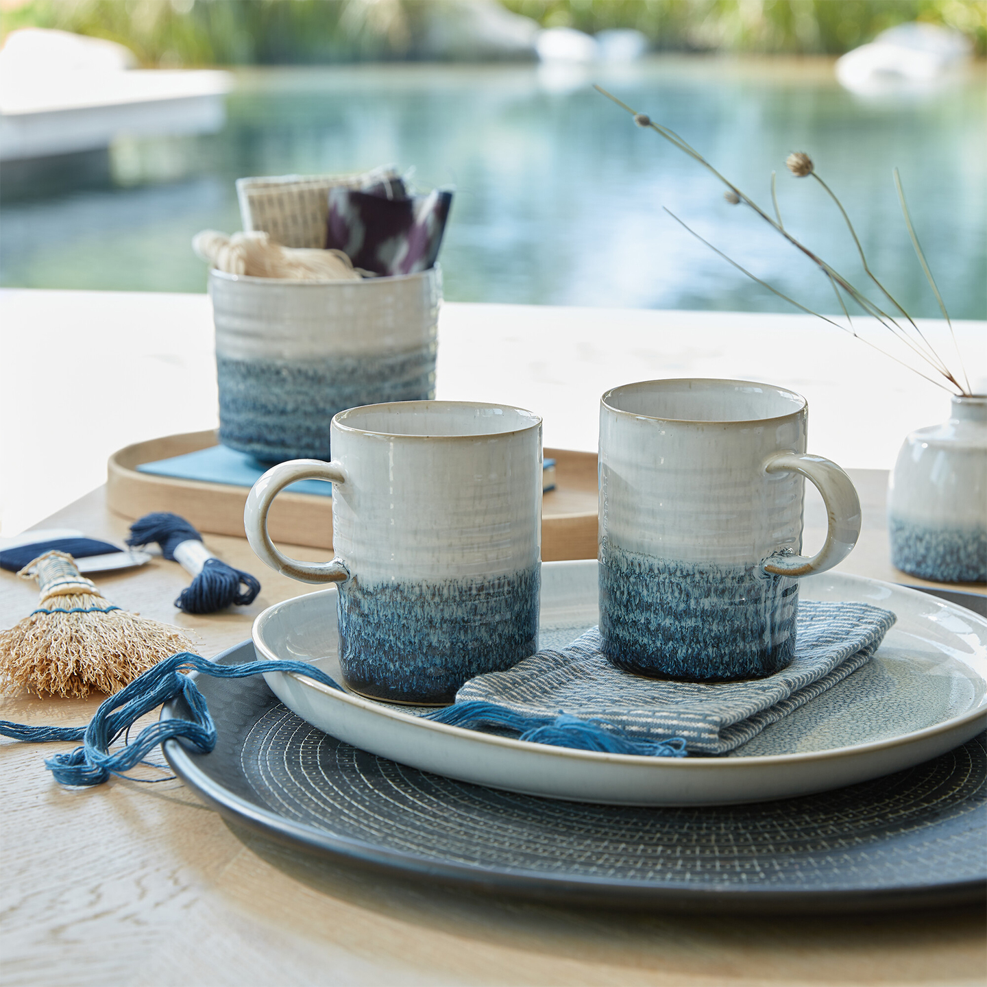 Kiln Blue Ridged Mug Seconds