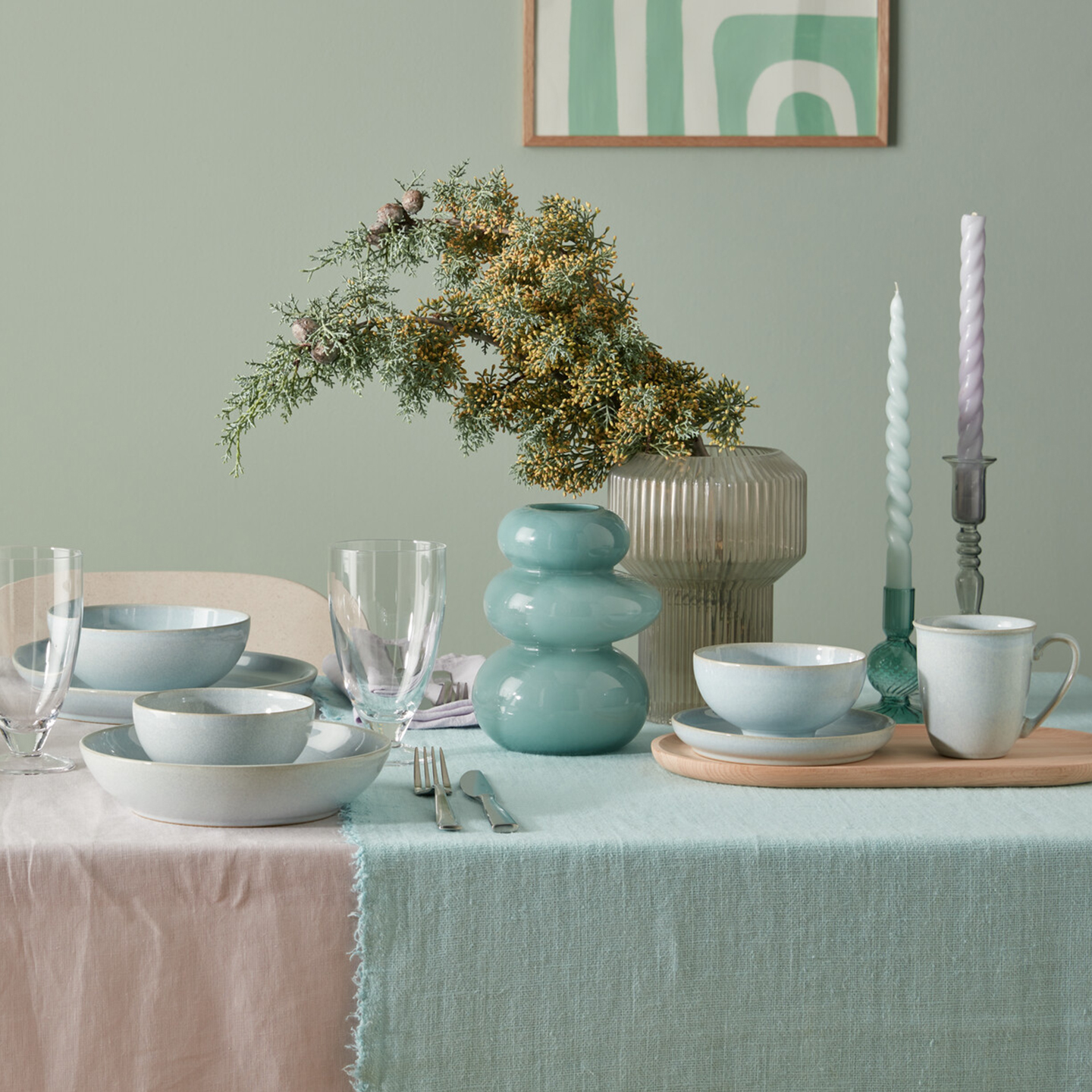 Elements Jade Light Green Coffee Beaker/Mug Set Of 4