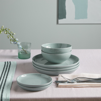 Teal Speckle 12 Piece Dinner Set