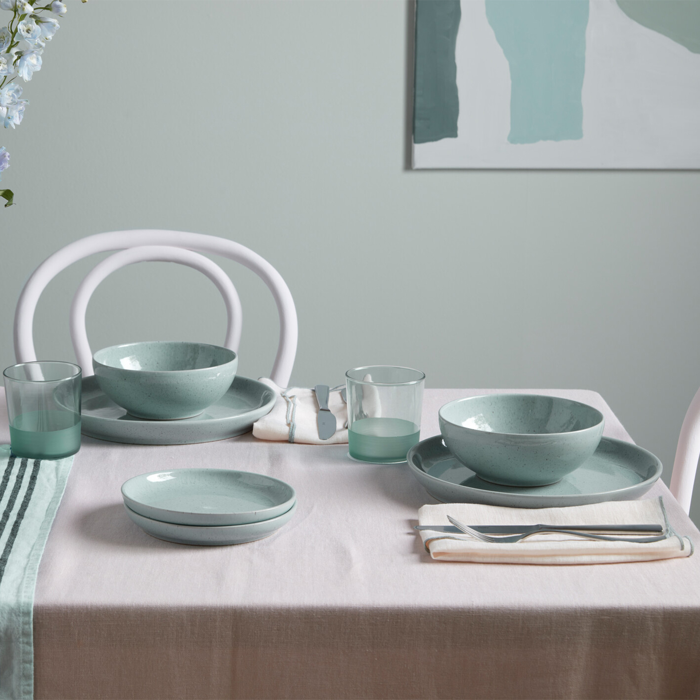 Teal Speckle 12 Piece Dinner Set