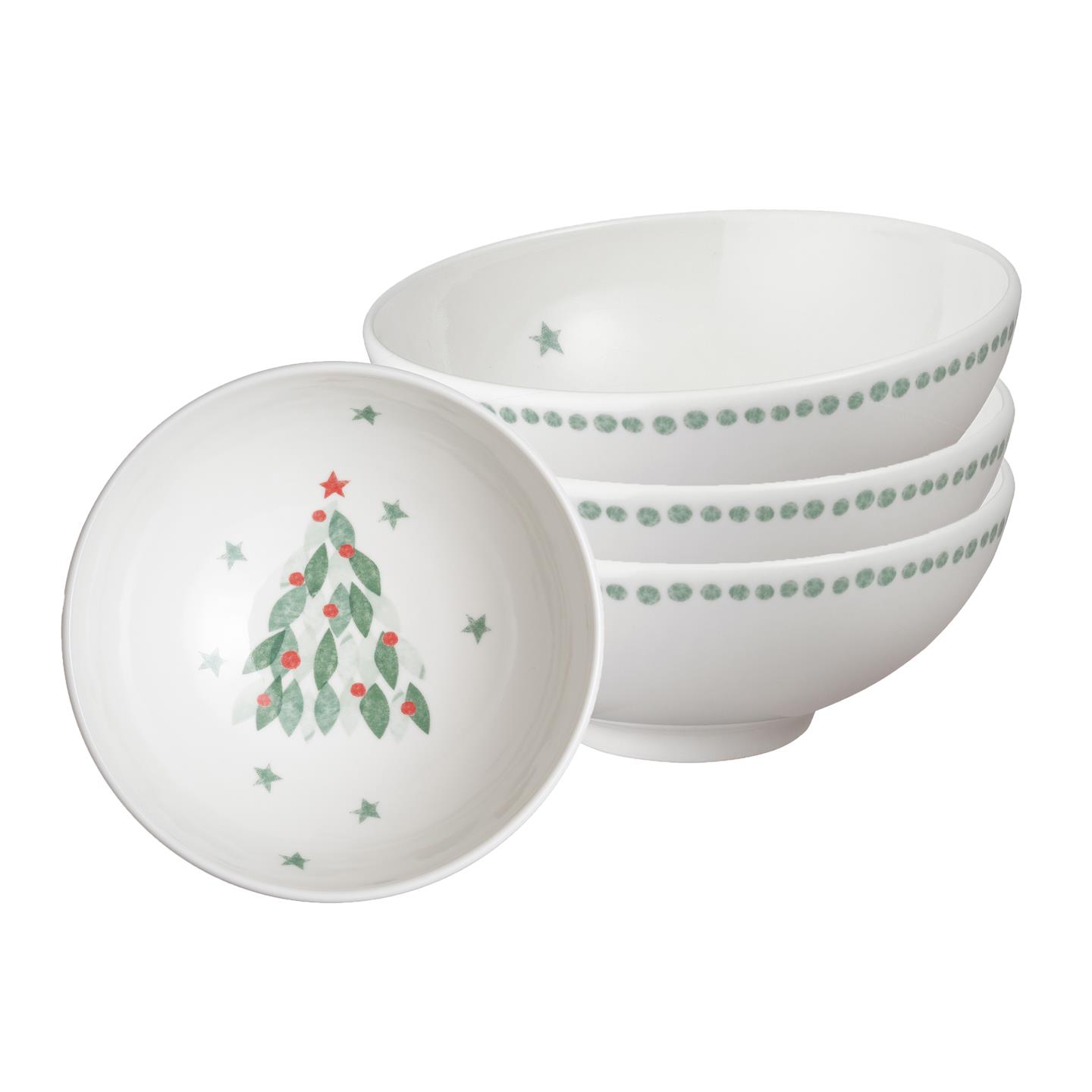 Porcelain Evergreen Small Bowls - Set Of 4 -