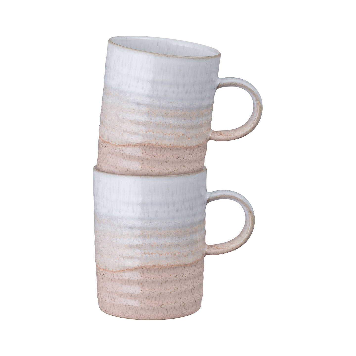 Kiln Coral Ridged Mugs - Set Of 2 -
