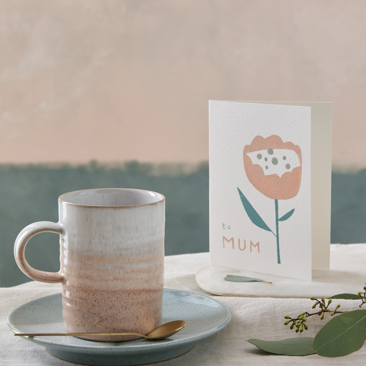 Kiln Coral Ridged Mugs - Set Of 2