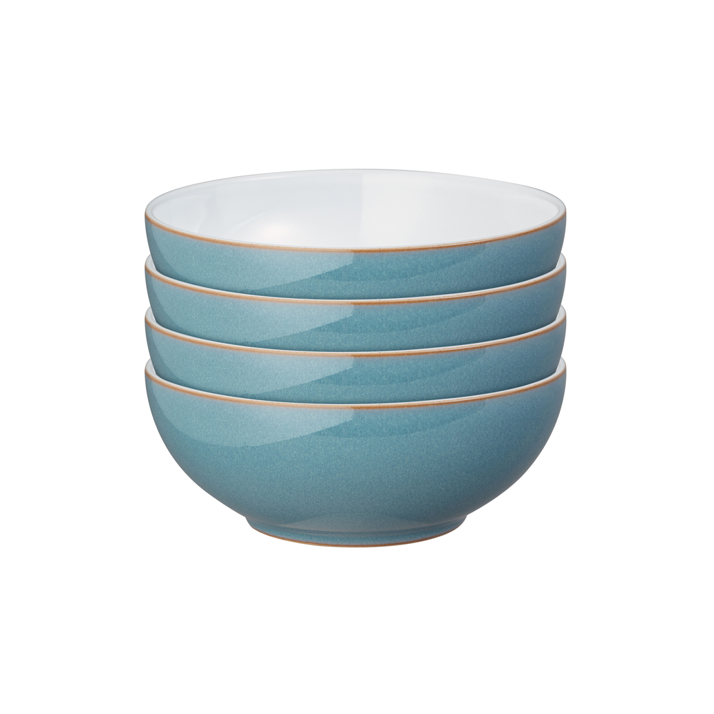 Azure Rimmed Coupe Cereal Bowls - Set Of 4
