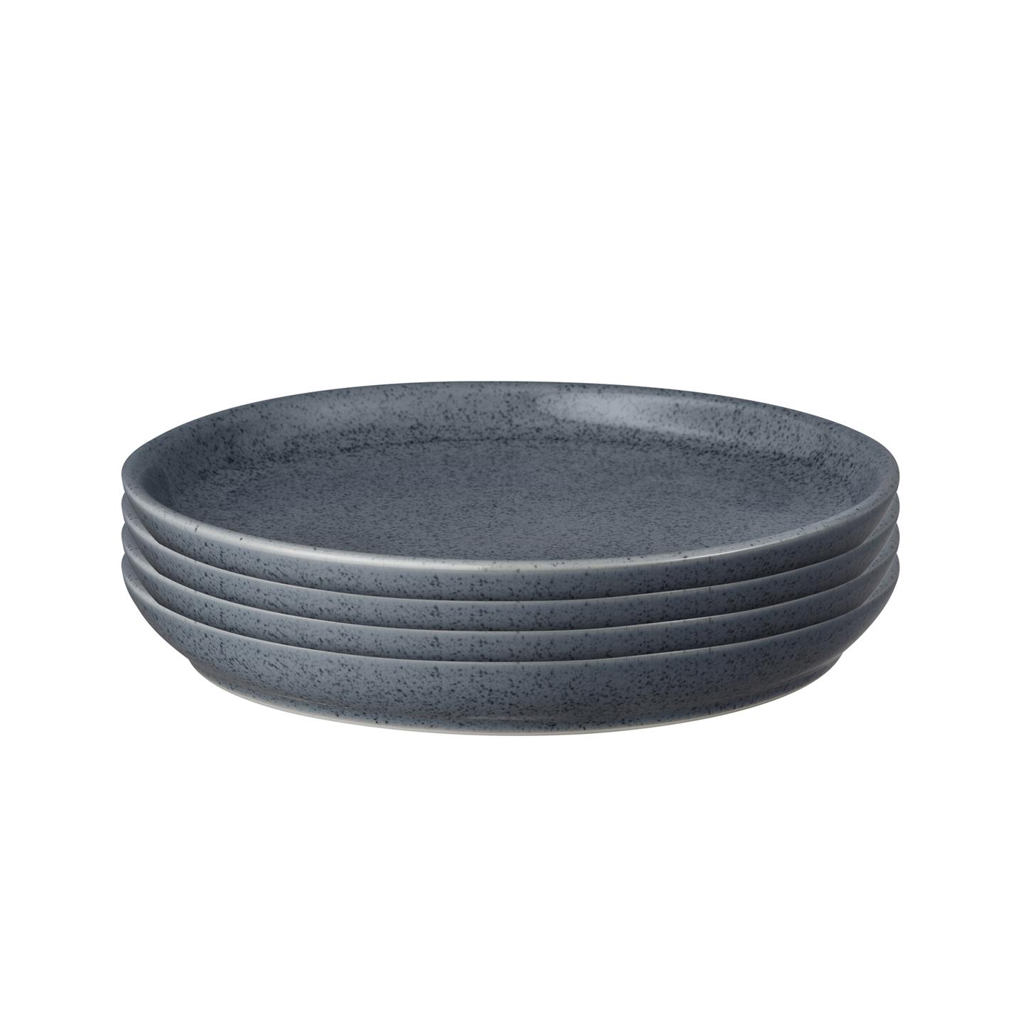 Dark Grey Speckle Coupe Dinner Plates - Set Of 4