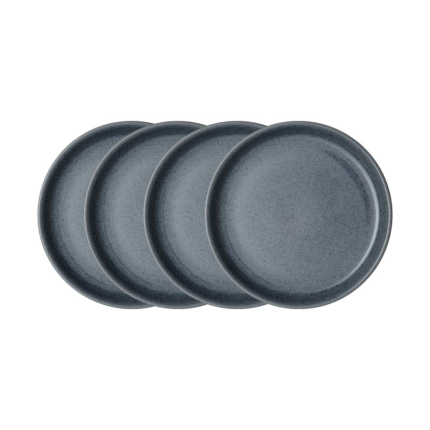 Dark Grey Speckle Coupe Medium Plates - Set Of 4