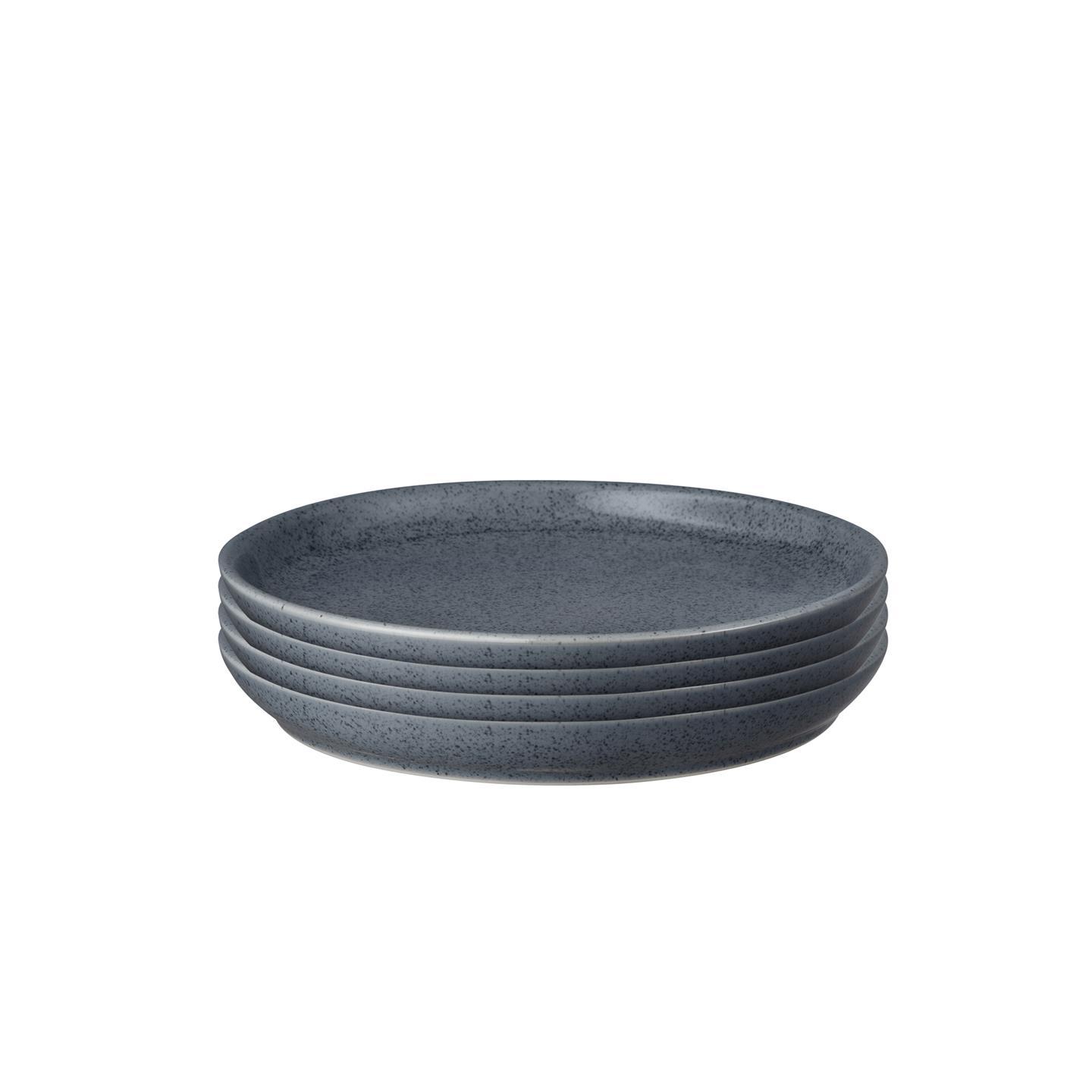 Dark Grey Speckle Coupe Medium Plates - Set Of 4