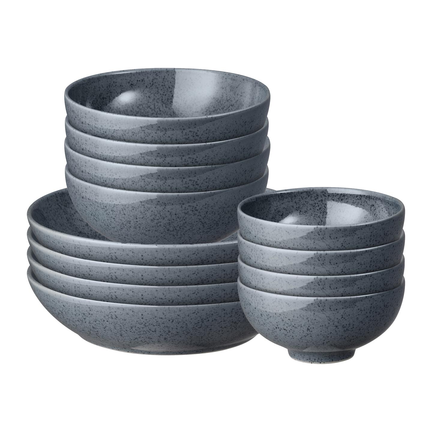 Dark Grey Speckle 12 Piece Bowl Set - Thumbnail 2