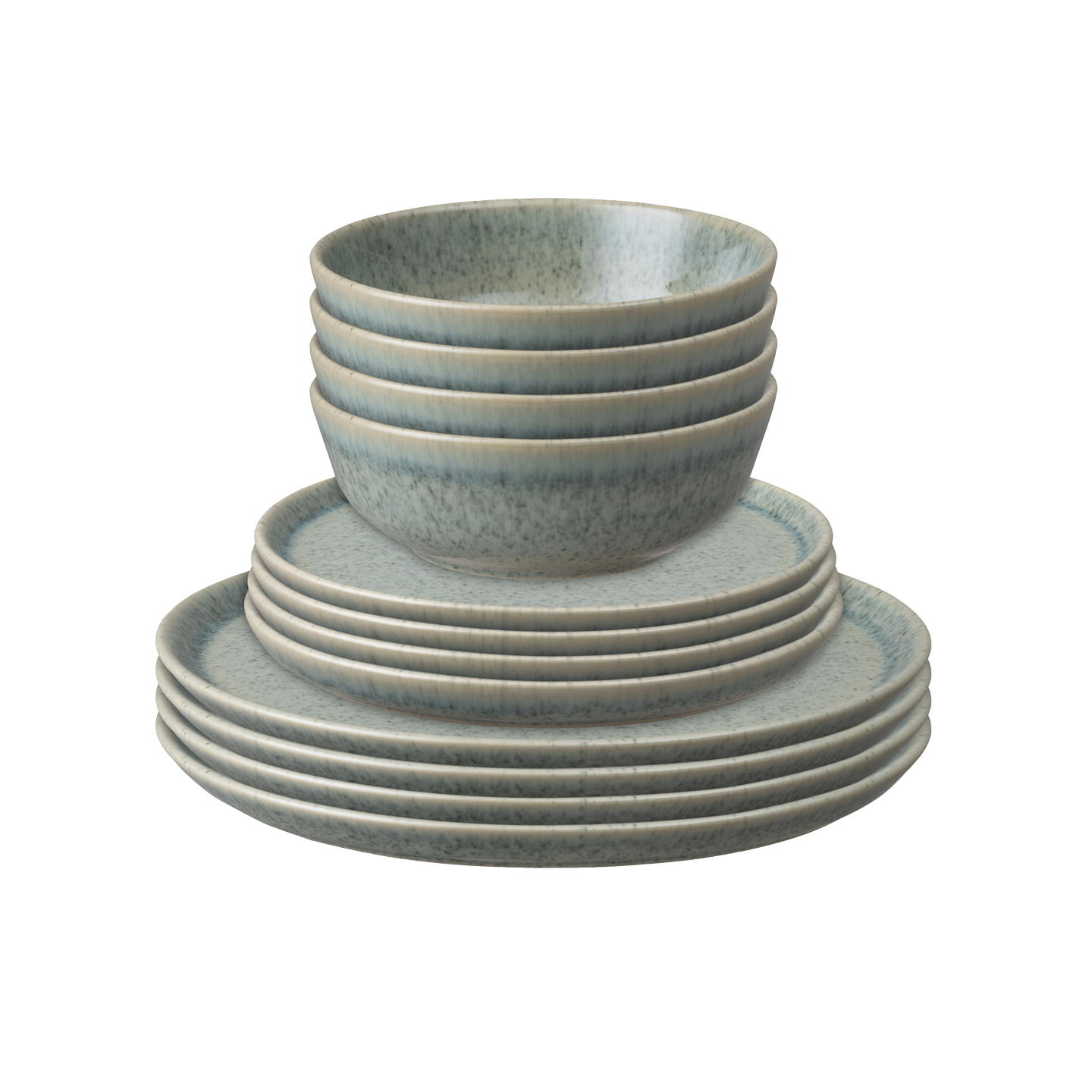 Dapple Dark Green 12 Piece Tableware Set -