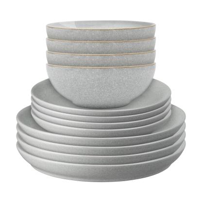 Elements Light Grey Coupe 12 Piece Dinnerware Set