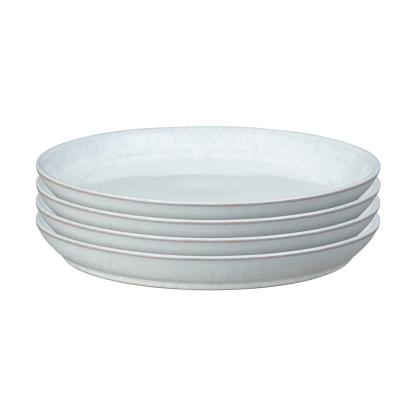 White Speckle Coupe Dinner Plates - Set Of 4