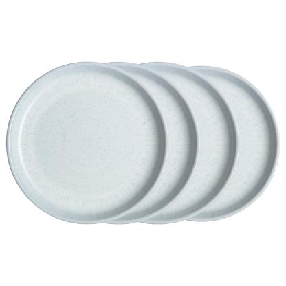 White Speckle Coupe Dinner Plates - Set Of 4